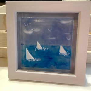 Fused Glass Seascape Box Frame Picture