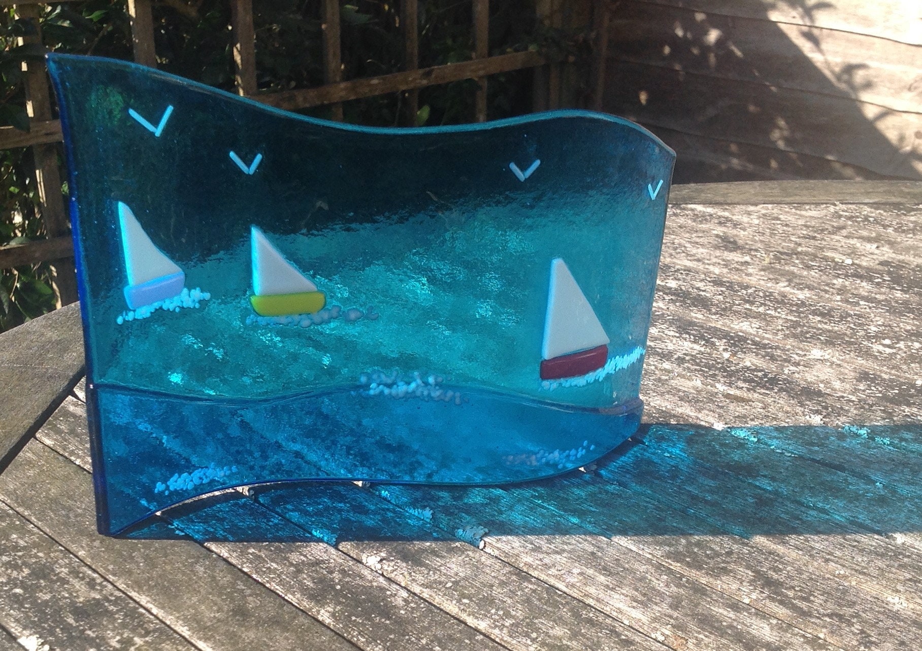 Fused Glass Seascape Large Wave Etsy