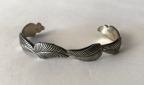 Silver Bracelet With Leaf Design - Vintage - Etsy