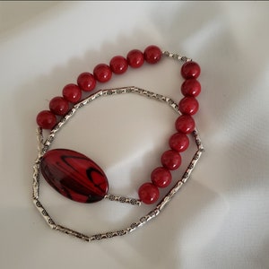 Cranberry and Silver Bracelet