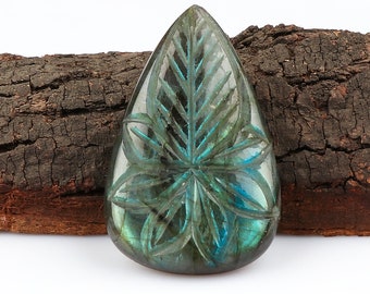 Natural Labradorite Cushion Shape Full Flashy Fire Screaming Carving Labradorite Loose Gemstone Carved 76.65 Cts Labradorite Pendant