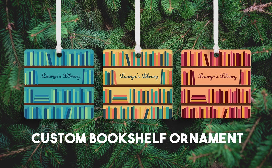 Custom Bookshelf Ornament // Book Lover Gift // Library Gift Etsy
