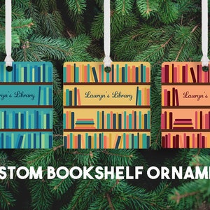 Custom Bookshelf Ornament // Book Lover Gift // Library Gift