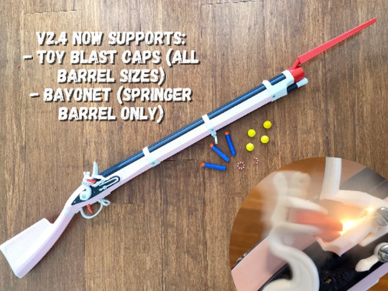 Plany Flintlock Musket Nerf Blaster zasilanie sprężynowe TYLKO DO POBRANIA, V2-2 zdjęcie 2