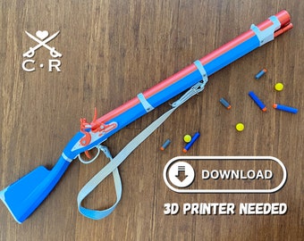 Planos de Flintlock Musket Nerf Blaster (impulsado por resorte) (SOLO DESCARGAR, V2-2)