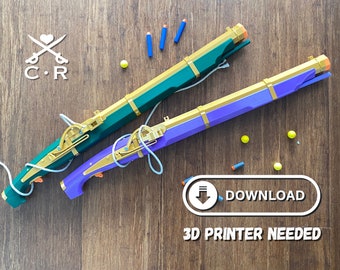 Japanese Matchlock Musket Nerf Blaster (spring or elastic powered) (Files Only, V1-0))