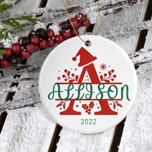 Personalized Name Ornament, Family Christmas Ornament 2022, Custom Initial Ornament, Christmas Decoration Gift, Monogram Alphabet Ornament