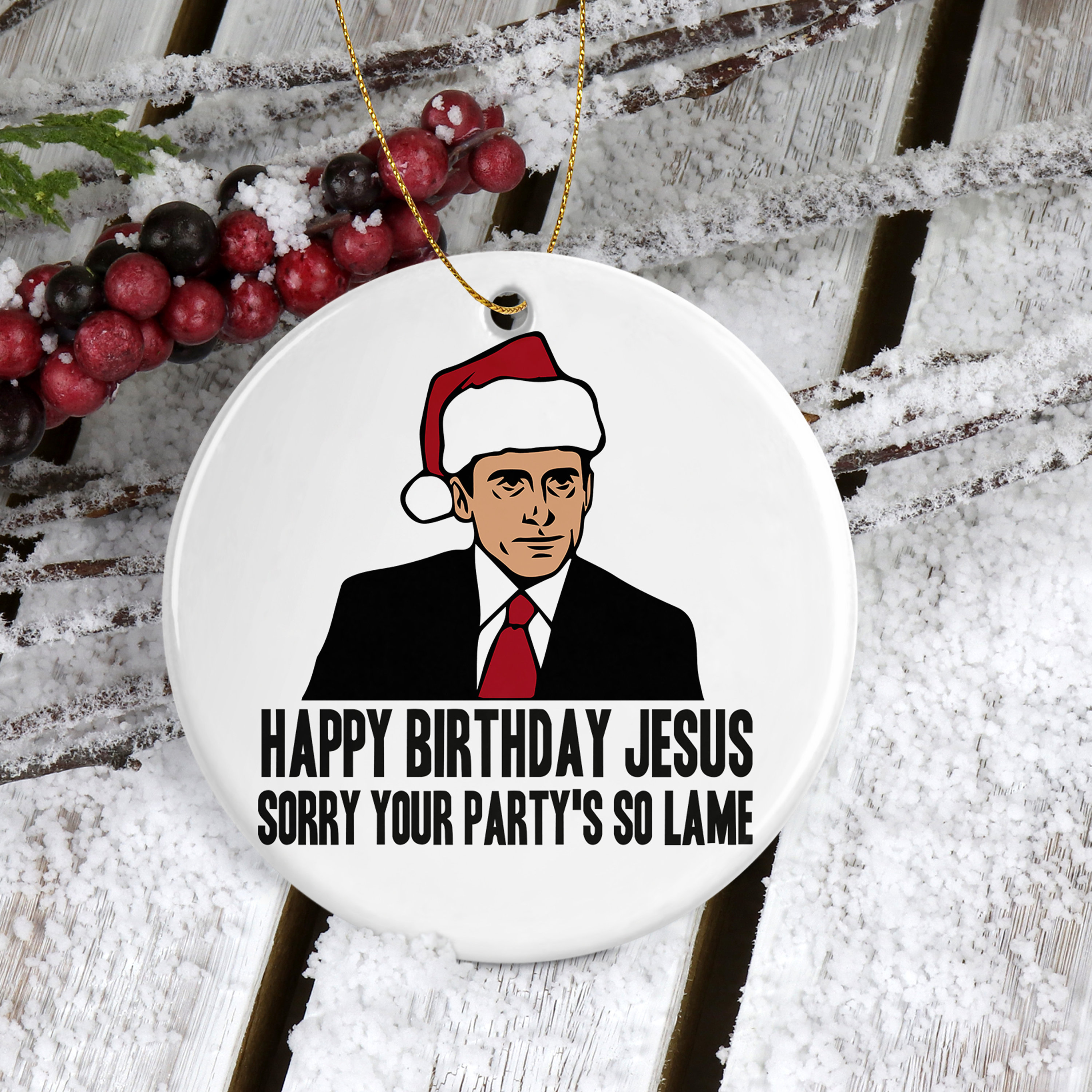 Well Happy Birthday Jesus The Office Gifts For Family Christmas Holiday  Ugly Sweater - Horusteez