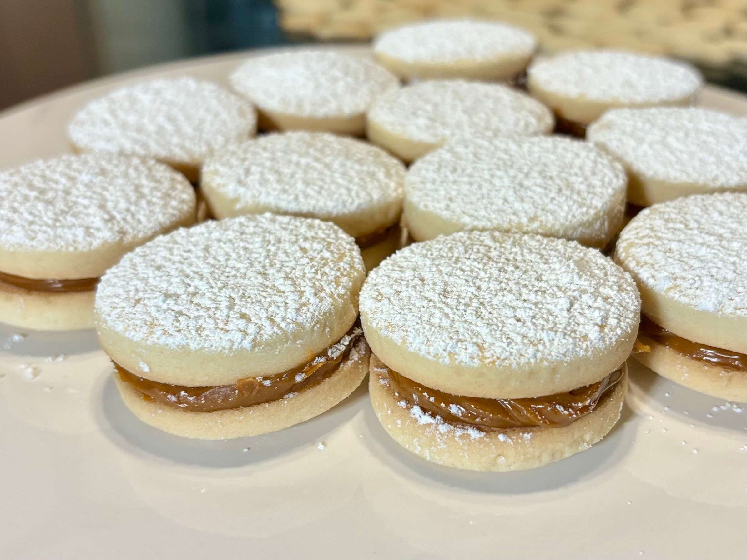 Traditional Peruvian Alfajores or Peruvian caramel filled cookies