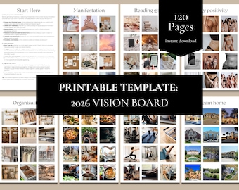 Manifest Your 2026: Vision Board Template | 120-Page Printable Download