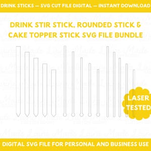 STIR STICK SVG | svg file stir sticks, svg swizzle sticks, svg cake topper stick, svg laser file