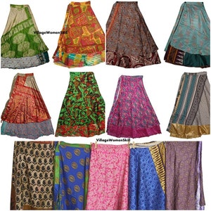 Sari Silk Wrap Skirt Reversible Layer Indian Vintage Silk Wrap - Etsy
