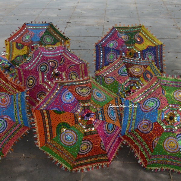 Floral designed Indian Wedding Umbrella Sun Parasols Handmade Umbrella Decorations Indian Home Decoration Embroidery Printed