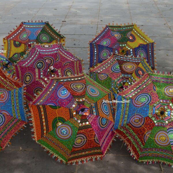 Wholesale Lots PC Indian Umbrellas Parasol Decorative Sun Wholesale Umbrella Wedding Parasols Vintage Décor Handmade Embroidered Traditional