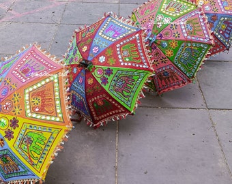 5 Pcs Lot Elephant Embroidery Design Indian Decorative Umbrella Sun Parasol Wedding Birthday Party Decoration Lot Of Umbrella
