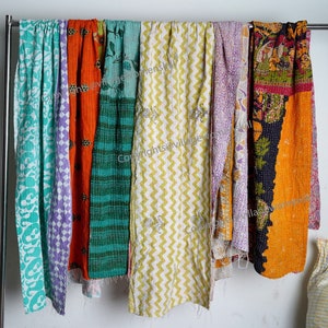 5 Pc Vintage Cotton Indian Kantha Scarf Scarves Stole Bohemian Hippie Handmade Bohemian Scarves Patchwork Scarf Reversible Neck Wrap Stole image 6