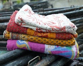 Wholesale Lot Of Indian Vintage Kantha Quilt Handmade Throw Reversible Blanket Bedspread Cotton Fabric BOHEMIAN quilt