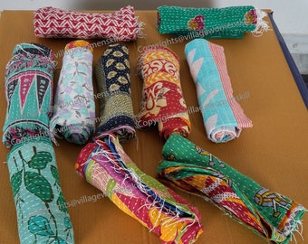 Lot of 5 Pc Cotton Boho Scarf Bohemian Scarf Vintage Kantha Scarf Hand Stitched reversible Cotton scarf/wrap Scarves (Assorted Colors)