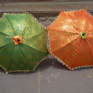 5 Pc Wholesale Lot of Multi designed Indian Wedding Umbrella Sun Parasols Handmade Umbrella Indian Home Decoration Gold Printed
