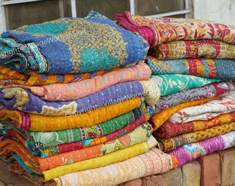 Wholesale Lot Of Indian Vintage Kantha Quilt Handmade Throw Reversible Blanket Bedspread Cotton Fabric BOHEMIAN quilt Boho Quilts For sale