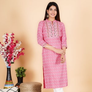 Upto 6XL Ethnic Heavy Rayon Kurti With Pent Casual Women Kurti 2 Piece Set