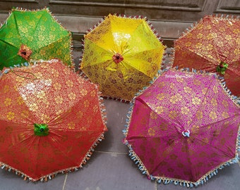 Wholesale Lot Printed Design Indian Floral Design Decorative Umbrella Wedding Birthday Party Decoration Lot Of Umbrella