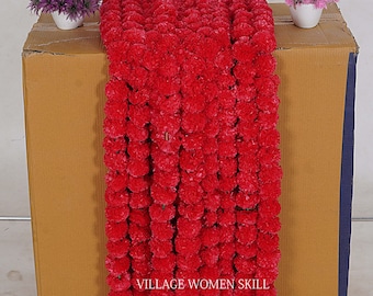 Indian Red Marigold Garland: Wedding, Party, Christmas Decor