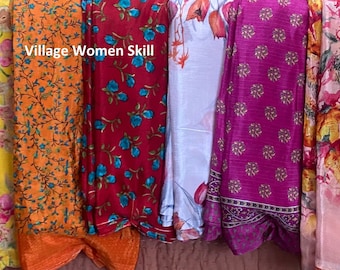 Wholesale Vintage Art Silk Sari Fabric, Indian Craft, Recycled Sari Kimono
