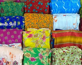 Wholesale lots Vintage Sari Recycled  Sari Art Silk Indian Sari Women Sari Vintage Sari Fabric Used Sari Used Saree Sari silk fabric Fabric