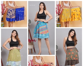 Indian Silk Mini Skirts, Vintage Silk Skirt, Bohemian Skirts, Wrap sari skirts, Women Hippie Summer Skirts ,Handmade silk skirt