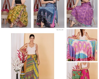 Wholesale of Vintage Indian Art Silk Wrap Handmade Skirts