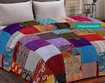 Colcha de patchwork boho, manta, colcha, colchas hippies a la venta, colcha de patchwork boho vintage hecha a mano