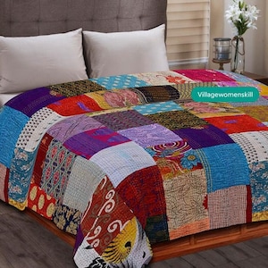 Boho patchwork quilt deken sprei quilten hippie quilts te koop Boho vintage handgemaakte patchwork quilt
