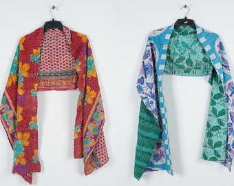 5 pièces foulard kantha indien en coton vintage écharpes étole bohème hippie fait main écharpes bohème patchwork écharpe réversible étole de cou