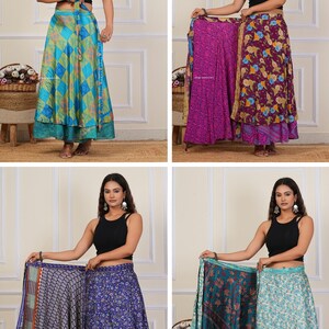 Wholesale of Vintage Indian Silk Wrap Skirts Bohemain Wrap Skirt Summer Long Maxi Handmade Skirt image 13