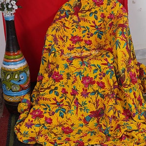 Indian Cotton Handmade Kantha Quilt Handwork Bedding Bedspread King Size Kantha Bed Cover Throw Blanket