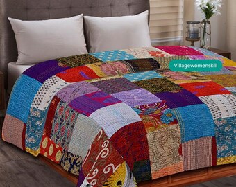 Patchwork Quilt Kantha Quilt Bohemian Handmade Vintage Quilts Boho King Size Bedding Throw Blanket Bedspread Quilting Hippie Quilts For Sale