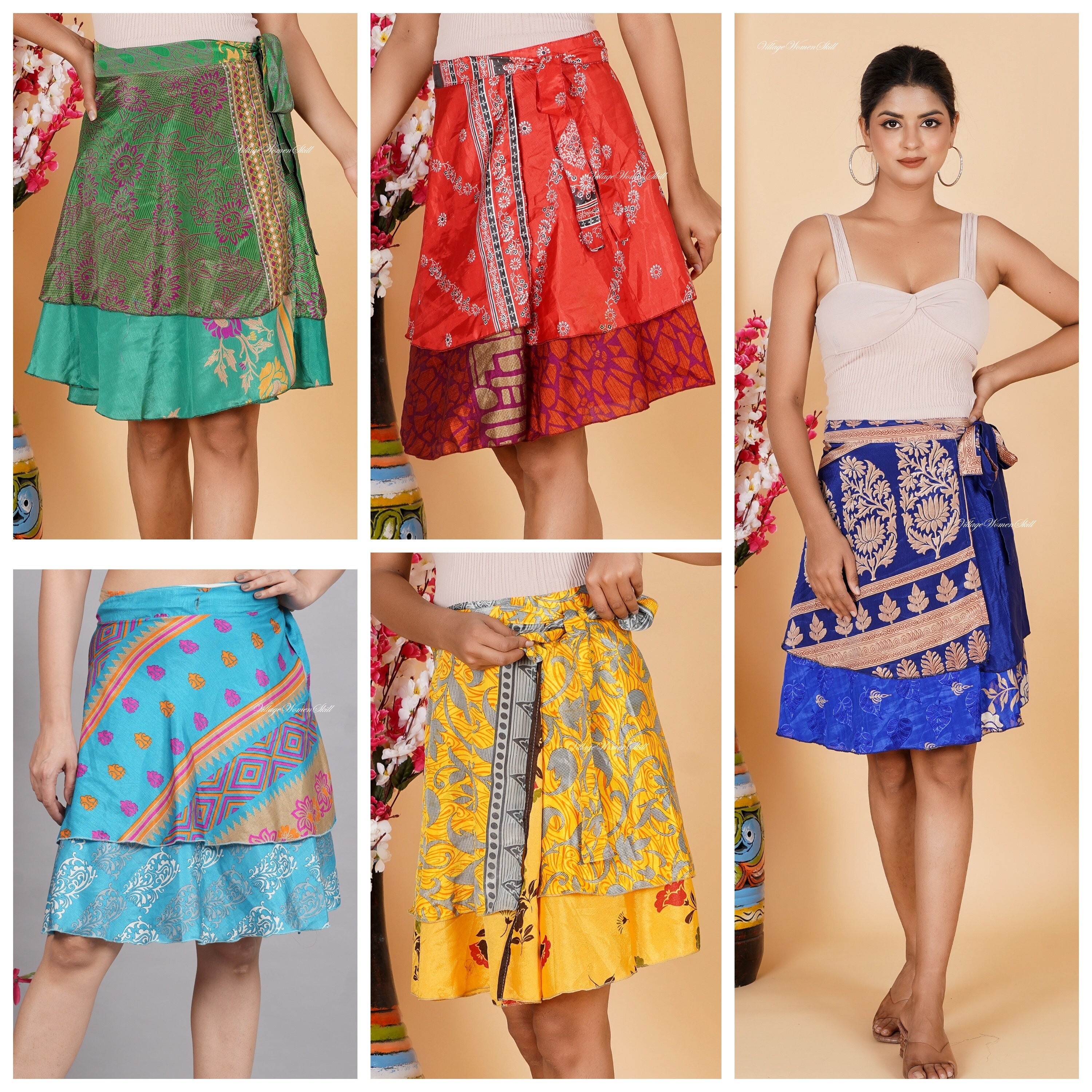 SALE: Indian gypsy wrap skirt, made from vintage saree fabrics – Woshoush  Galerie & Trading