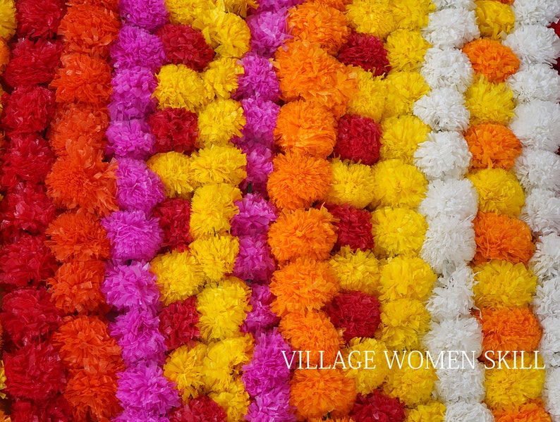 Wholesale artificial marigold flower garlands Indian wedding decoration flower garland bulk garlands for wall decor marigold garlands Mix