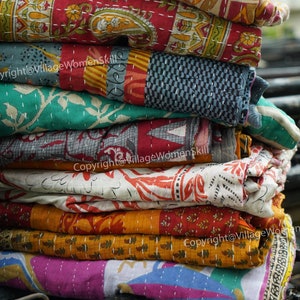 Wholesale Lot Of Indian Vintage Kantha Quilt Handmade Throw Reversible Blanket Bedspread Cotton Fabric BOHEMIAN quilt image 6