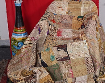 Boho Zijde Patchwork Quilt Kantha Quilt Handgemaakte Vintage Quilts Kingsize Beddengoed Gooi Deken Sprei Quilten Hippie Quilts Te Koop