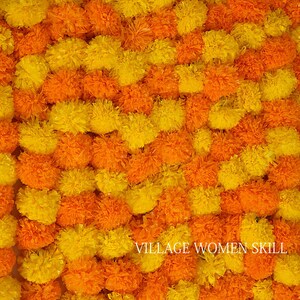 Wholesale Lot Wedding Mehndi Party Door Floral Garland Indian Decoration, Home Decor Fresh like Artificial Marigold flower Yellow with mango