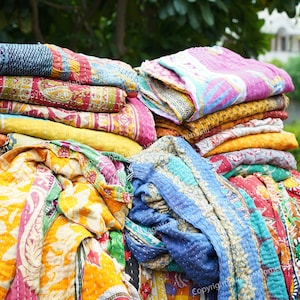 Wholesale Lots Indian Kantha Quilt Handmade Kantha Bedcover Throw Cotton Blanket Gudari Vintage Cotton Reversible Throw Gudri Hand Stitched