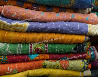 Wholesale Lot Of Indian Vintage Kantha Quilt Handmade Throw Reversible Blanket Bedspread Cotton Fabric Bohemian quilt handmade quilt