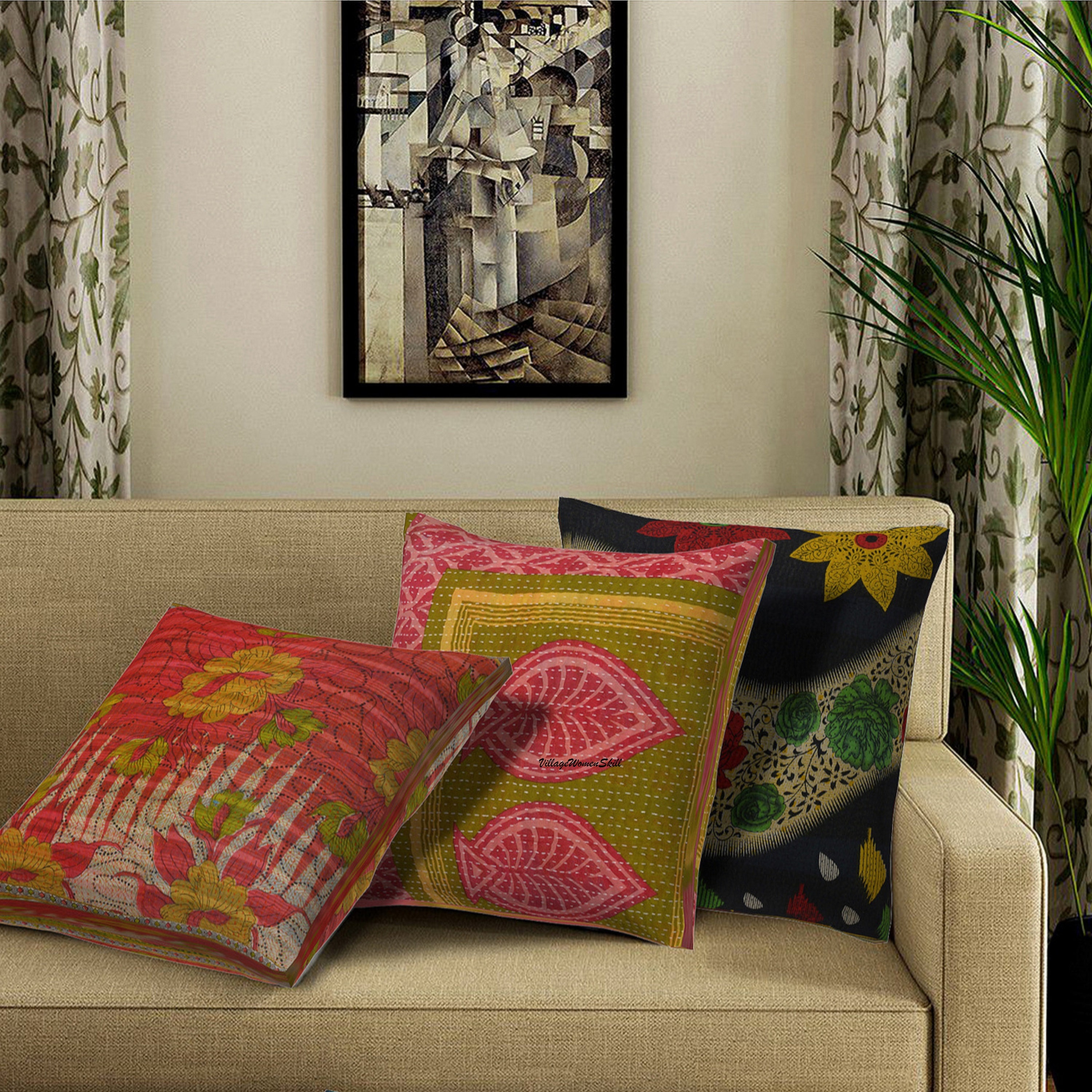 Kantha throw pillows sale
