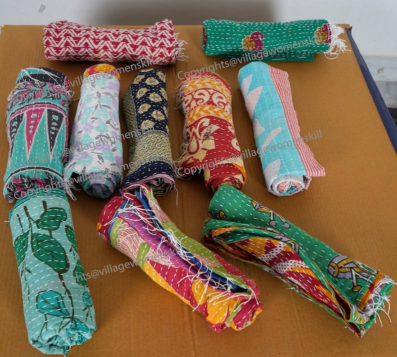 5 Pc Vintage Cotton Indian Kantha Scarf Scarves Stole Bohemian Hippie Handmade Bohemian Scarves Patchwork Scarf Reversible Neck Wrap Stole image 3