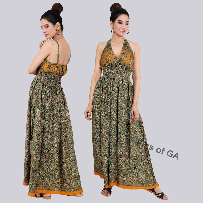 Bohemian Long Summer Dress resort wear 5 pc Maxi Summer Dress long sleeveless dress Silky Maxi Dress women/'s dress indian dress