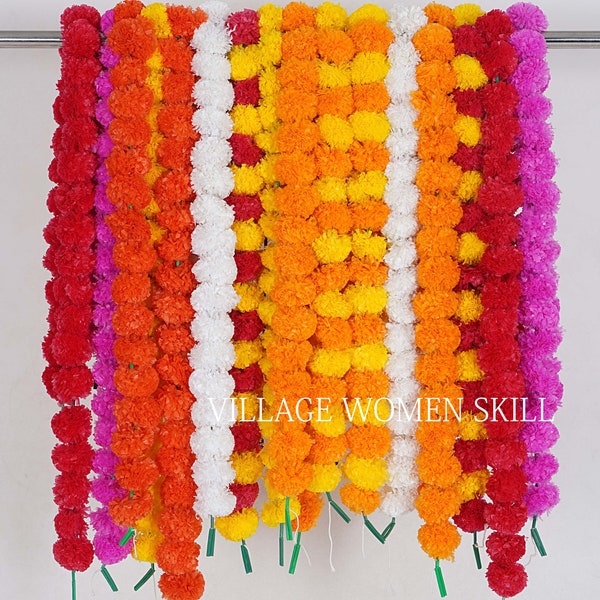 Wholesale Lot Of Indian Marigold Flower Artificial Decorative Home Marigold Flower Garland Strings for Anniversary, Wedding Party Decoration