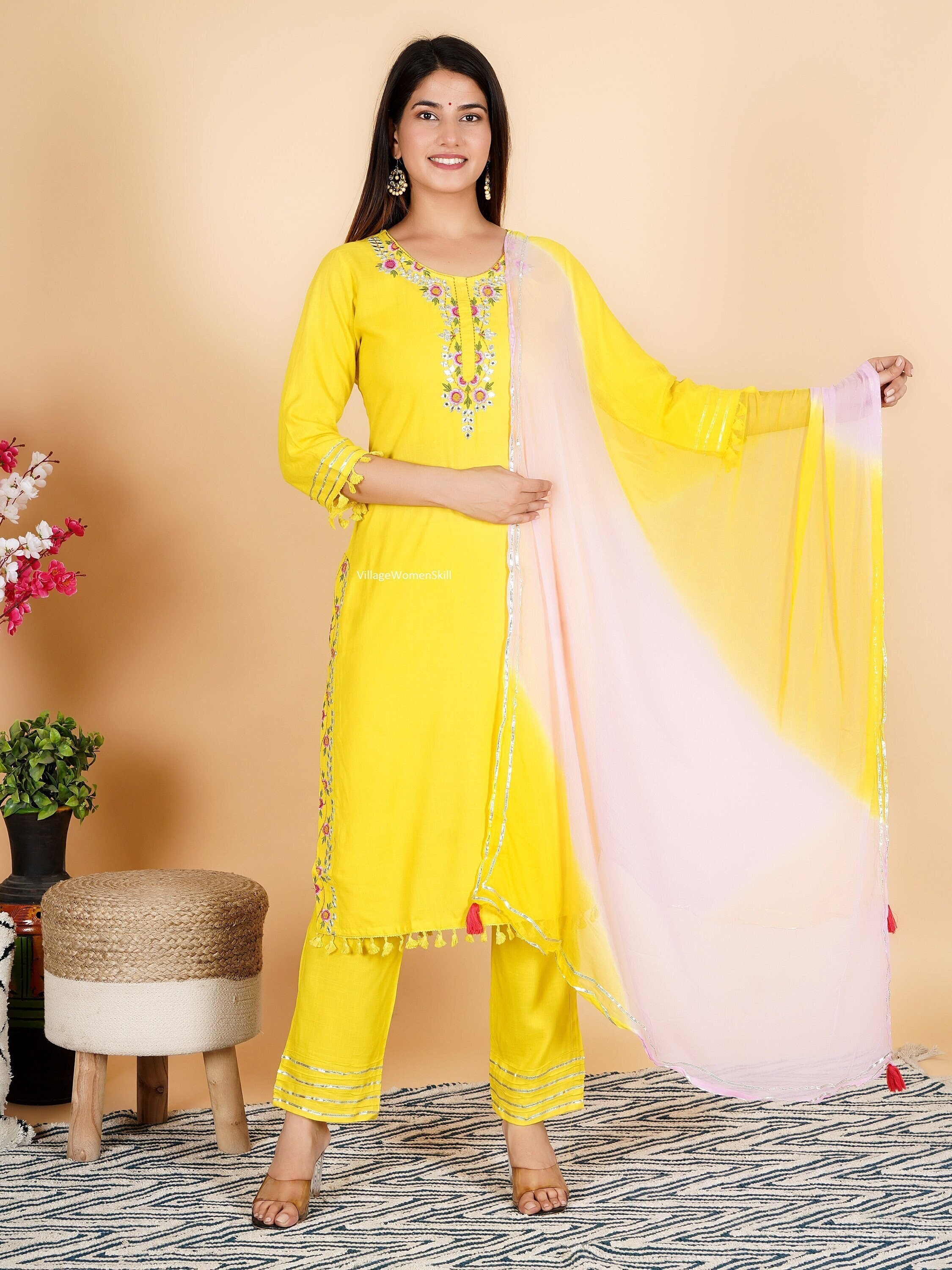 Buy Kurtis Online USA | Latest Kurti Designs | Indian Kurtis Online  Shopping: Yellow