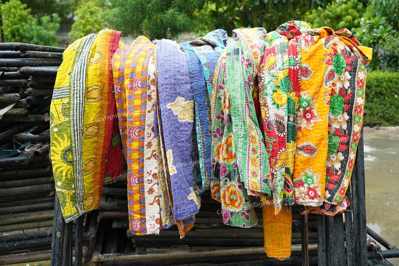 Wholesale Lot Vintage Kantha Quilt, Sari Coverlet, Sundance Kantha Throw Recycle Fabric image 5